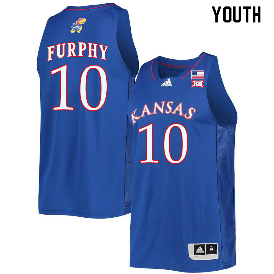 Youth #10 Johnny Furphy Kansas Jayhawks College Basketball Jerseys Stitched Sale-Royal